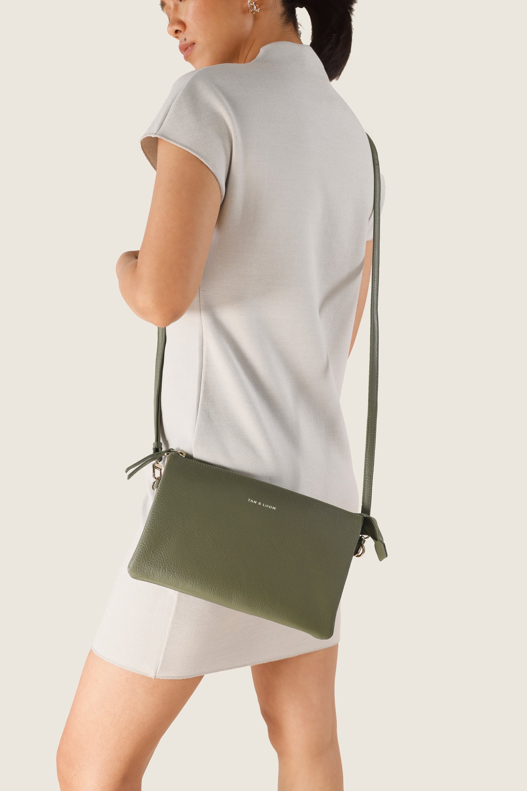 Handcrafted genuine leather Commuter's Sling Bag for women Olive Green