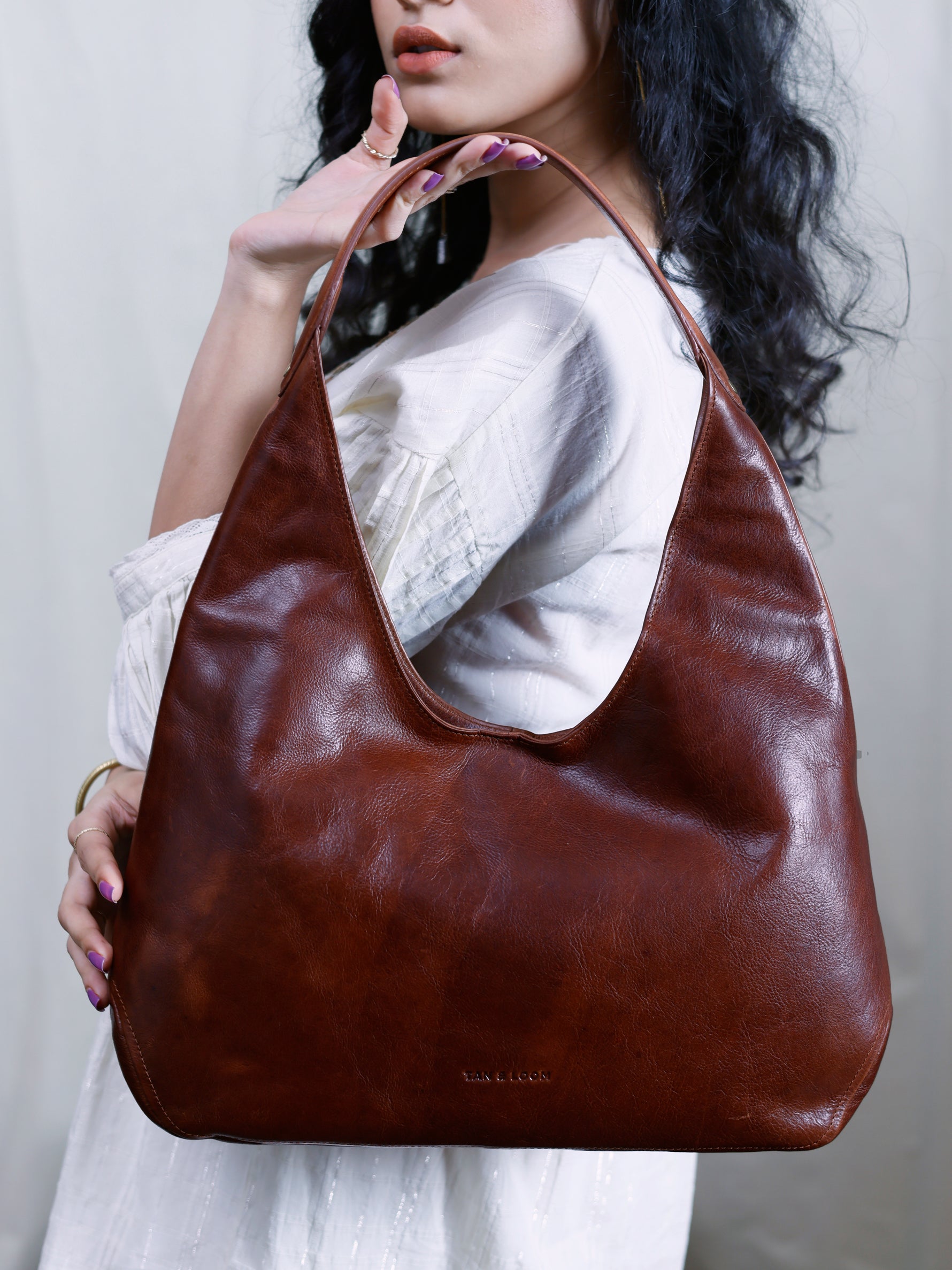 Handcrafted Genuine Vegetable Tanned Leather Hippie's Hobo Olive Green for Women Tan & Loom