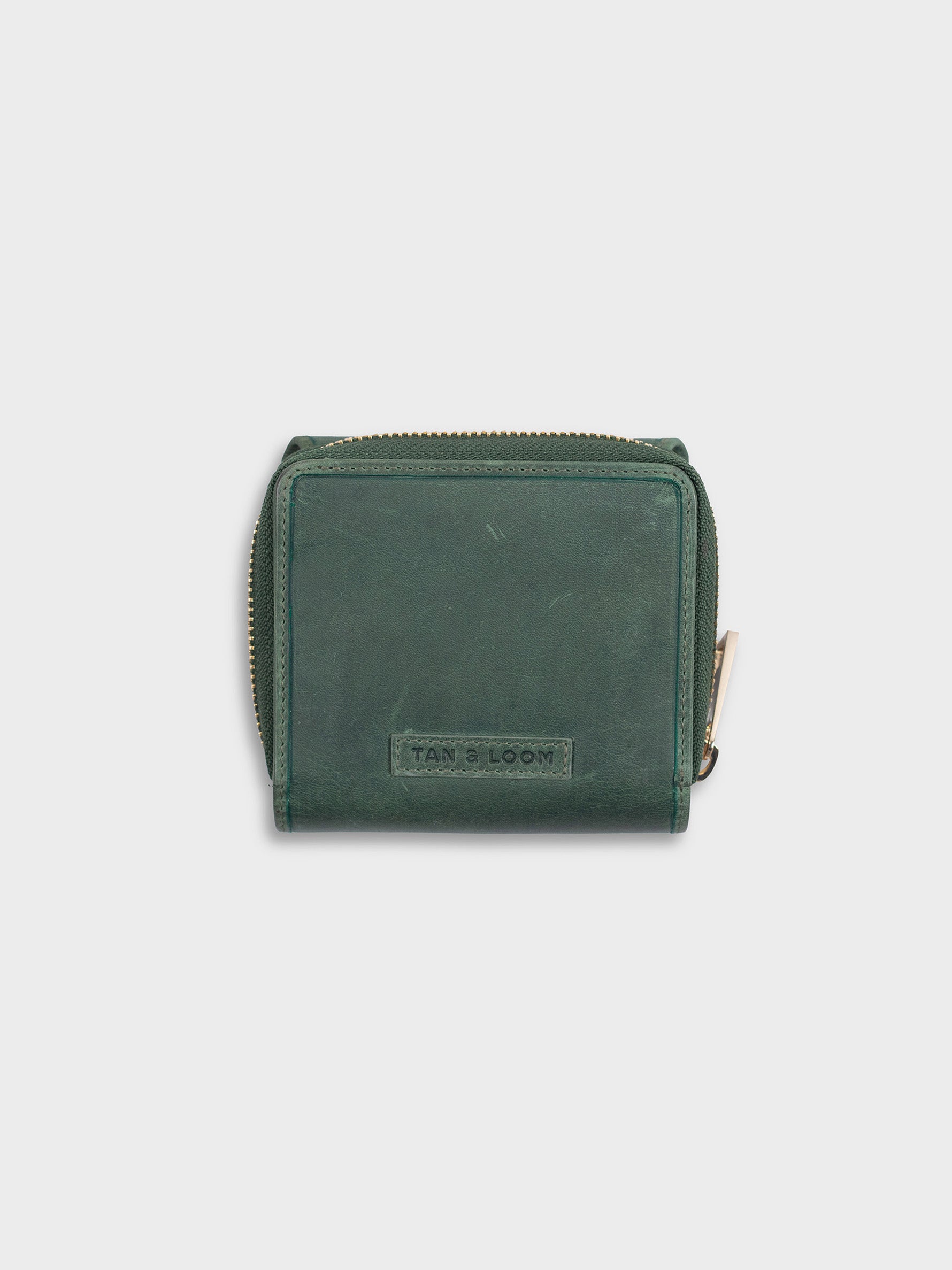 Premium Distressed Vegetable Tanned Leather  Green Mini Wallet for Women Tan & Loom