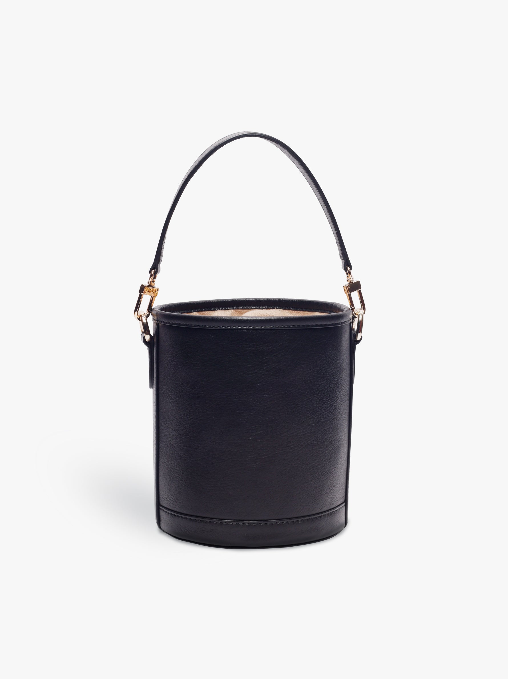 Handcrafted Black Genuine Leather Cylinder Potli Bag for Women Tan & Loom
