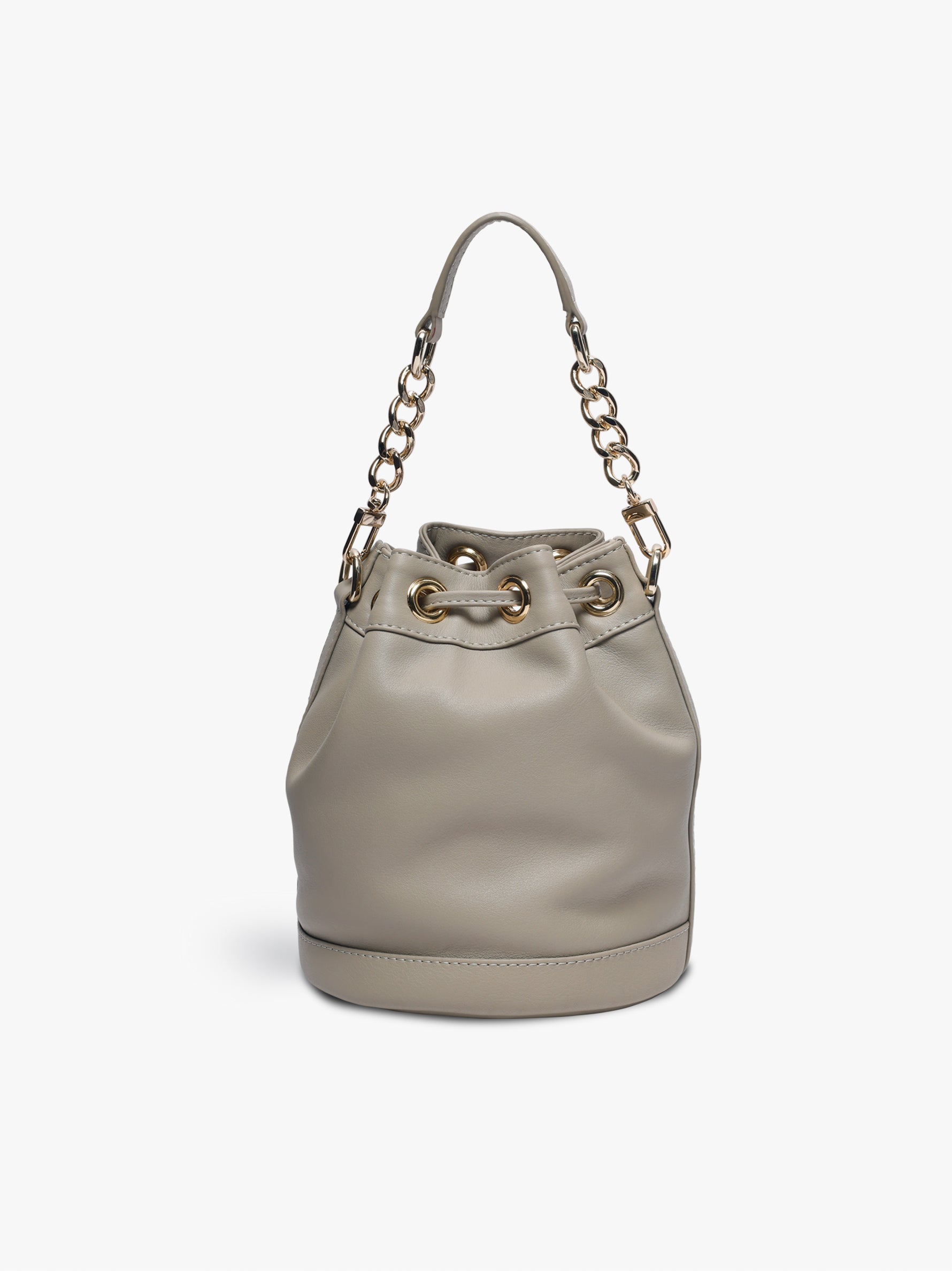 Handcrafted Mint Grey Genuine Leather Bombay Bucket Bag for Women Tan & Loom
