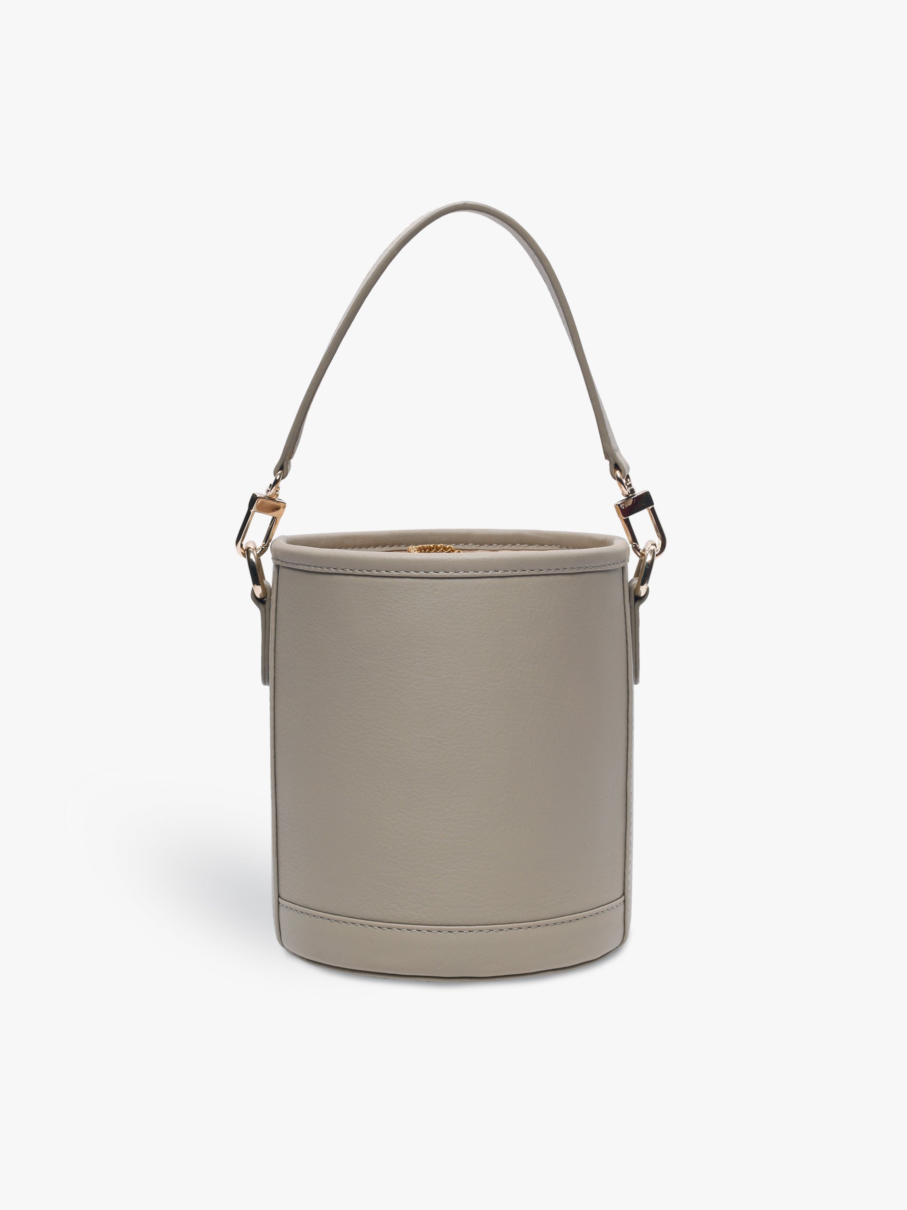 Handcrafted Mint Grey Genuine Leather Cylinder Potli Bag for Women Tan & Loom