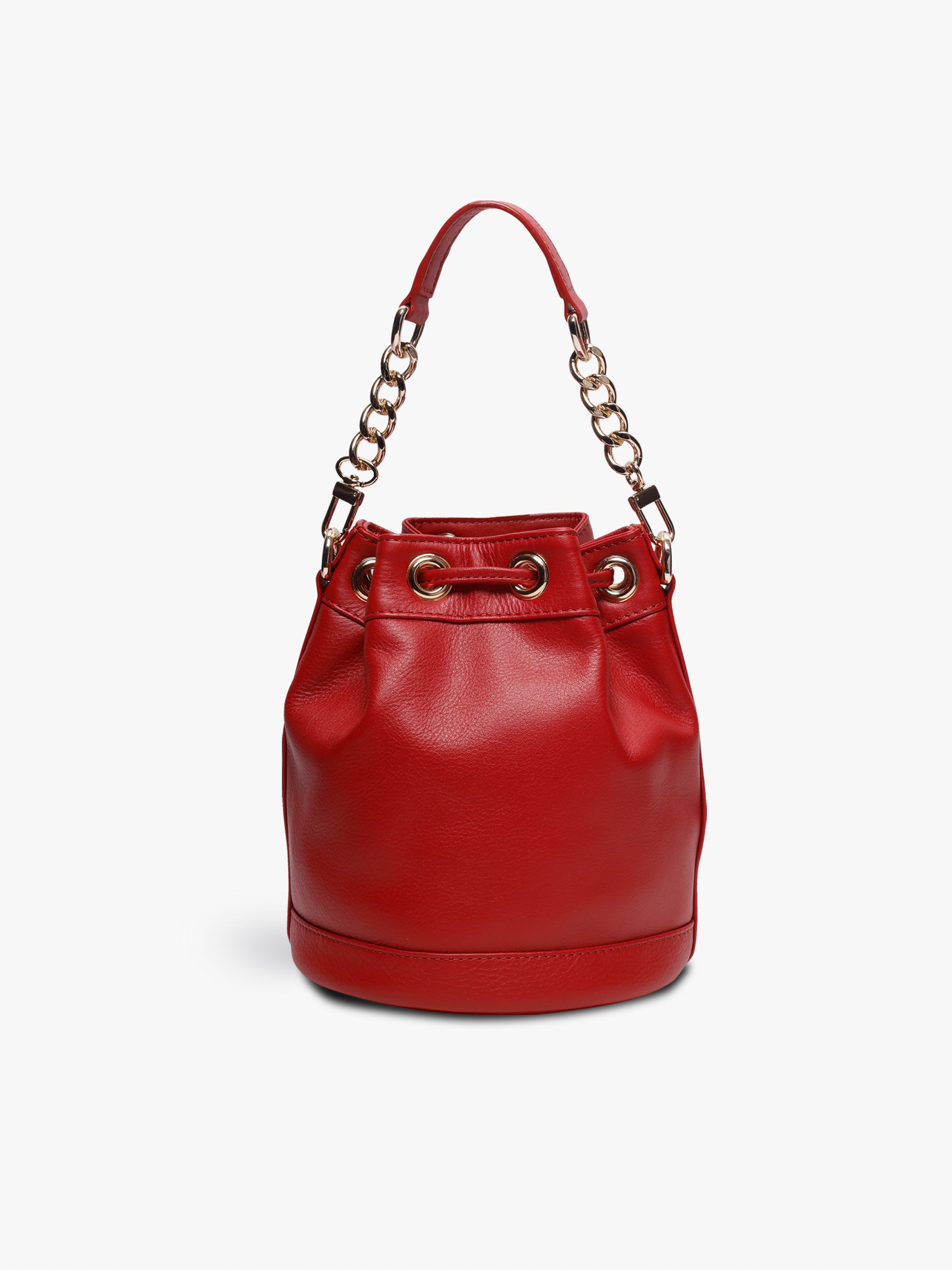 Handcrafted Red Genuine Leather Bombay Bucket Bag for Women Tan & Loom