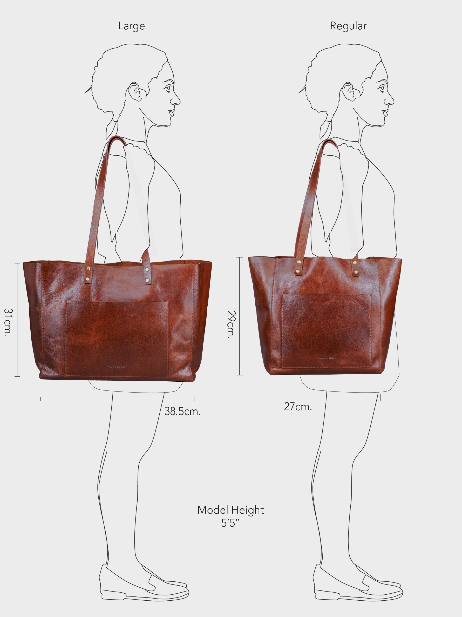 Handcrafted Genuine Vegetable Tanned Leather Old Fashioned Tote Regular Vintage Brown for Women Tan & Loom